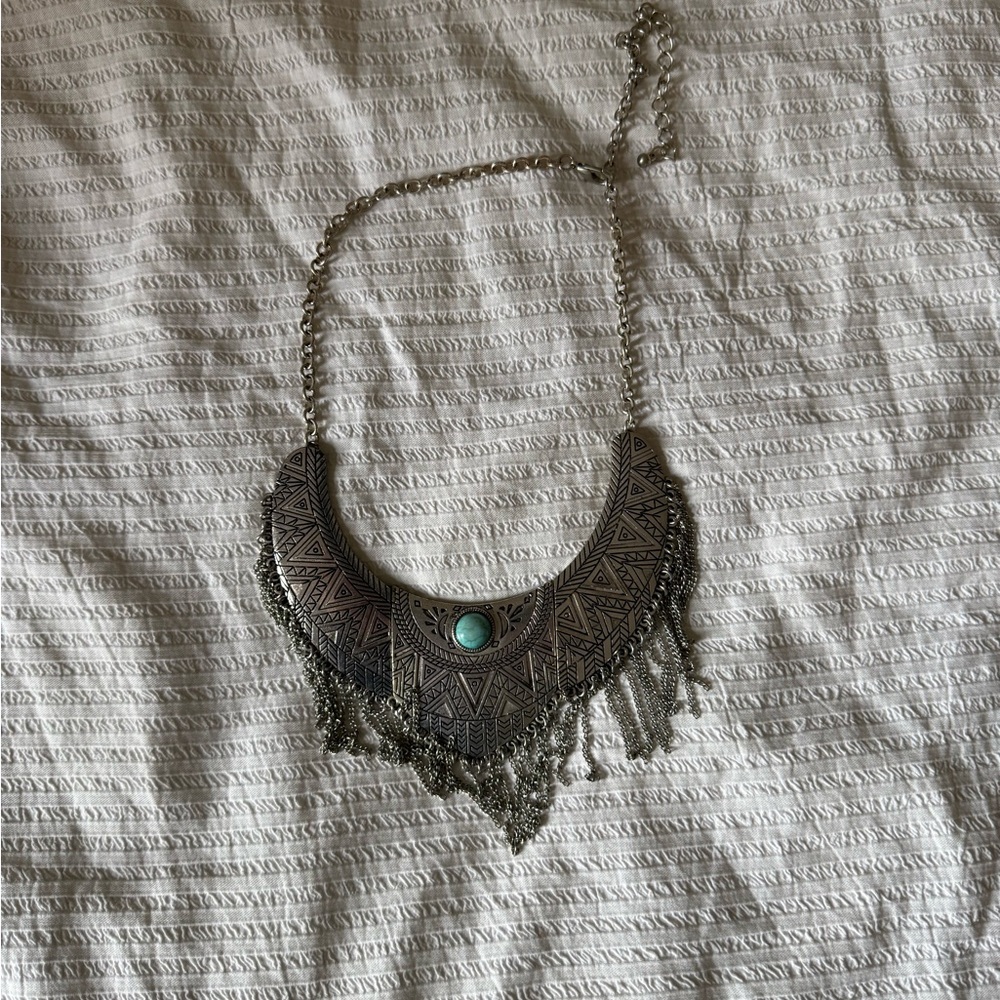 Boho Silver and Turquoise Necklace